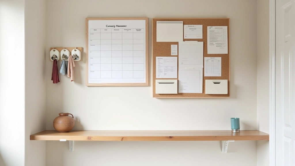 Family command centre with organised schedules, key storage and paperwork filing system